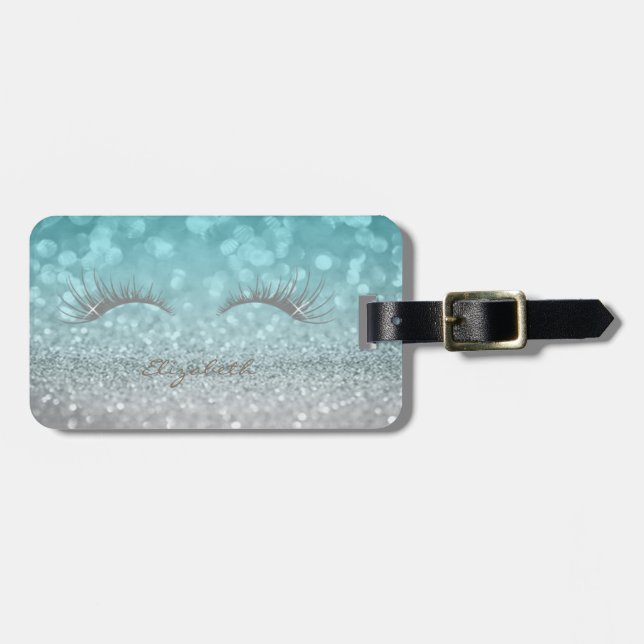 Modern Elegant Girly,  Glittery,Lashes Luggage Tag (Front Horizontal)