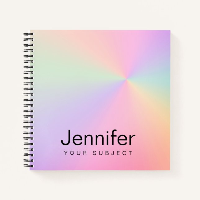 Modern elegant girly gradient colourful holographi notebook (Front)
