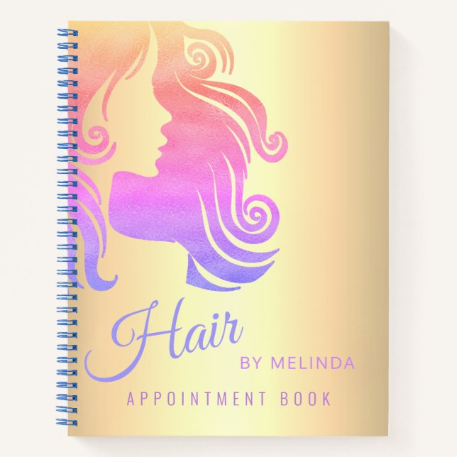 Modern elegant girly hair salon appointment book (Front)