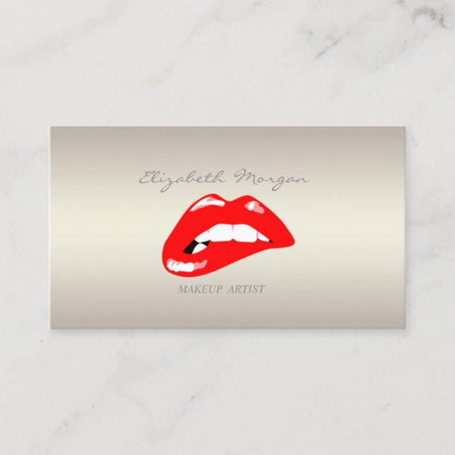 Modern Elegant Girly Professional,Red Lips Business Card (Front)