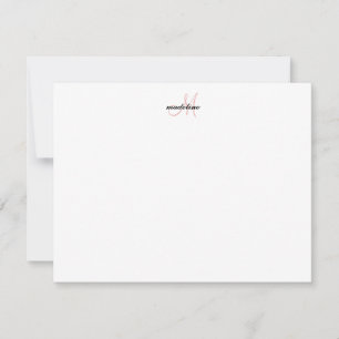 Modern Elegant Girly Script Blush Pink Monogram Card