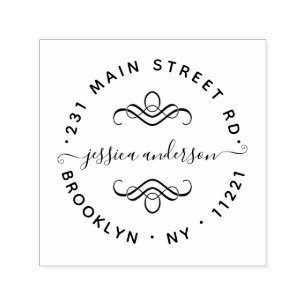 Modern Elegant Girly Script Calligraphy Chic Self-inking Stamp