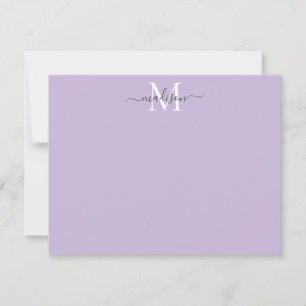 Modern Elegant Girly Script Monogram Purple Violet Card