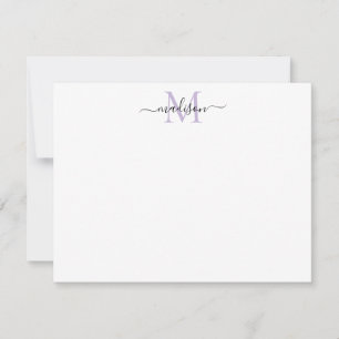 Modern Elegant Girly Script Purple Violet Monogram Card