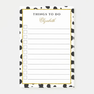 Modern Elegant Girly White Black Gold To Do List Post-it Notes