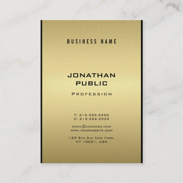 Modern Elegant Glamour Black And Gold Cool Luxury Business Card (Front)