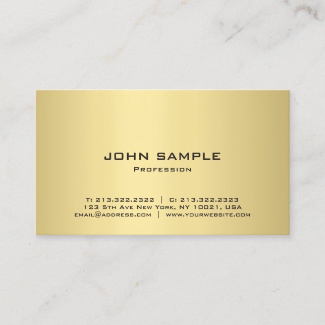 Modern Elegant Glamour Gold Look Professional Chic Business Card (Front)