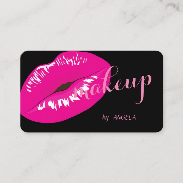 Modern Elegant Glamourous Black,Lips Business Card (Front)