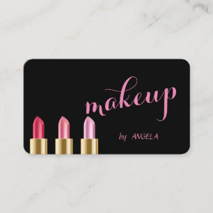 Modern Elegant Glamourous Black,Lipstick Business Card