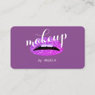 Modern Elegant Glamourous Violet Glittery Lips Business Card