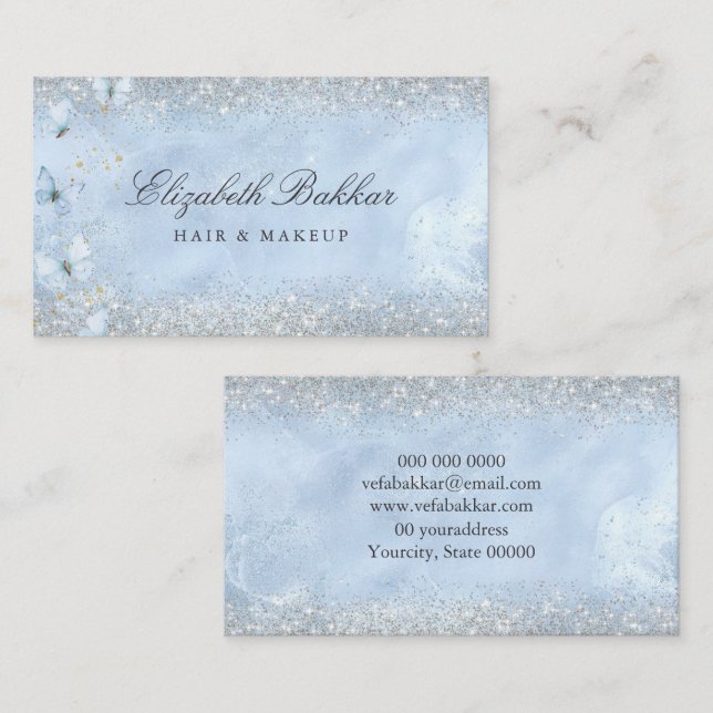Modern Elegant Glitter Beauty Salon  Business Card (Front/Back)
