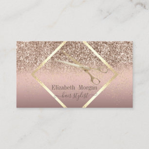 Modern Elegant,Glitter Gold Confetti,Scissors Business Card