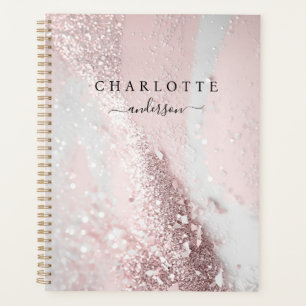 Modern, elegant, glitter, rose-silver planner