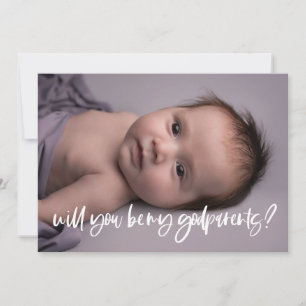 Modern elegant Godparents proposal photo card
