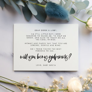 Modern elegant Godparents proposal text card