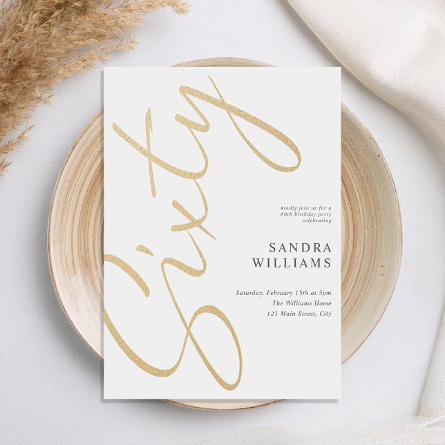 Modern Elegant Gold 60th Birthday Invitation (Creator Uploaded)