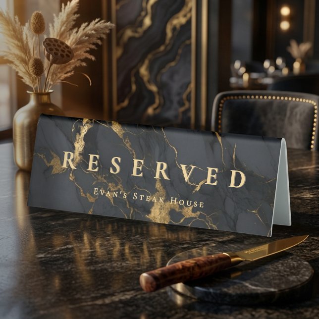 Modern Elegant Gold Agate Black Marble Reserved (Modern Elegant Gold Agate Black Marble Reserved Table Tent)