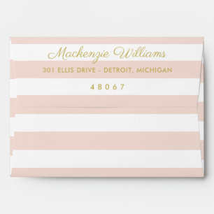 Modern Elegant Gold and Blush Pink Stripes Wedding Envelope