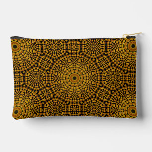 Modern Elegant Gold & Black Dot Art Pattern Accessory Pouch