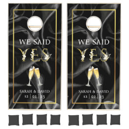 Modern Elegant Gold & Black Satin Wedding Monogram