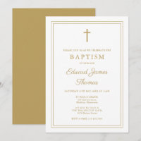 Modern Elegant Gold Border Baptism