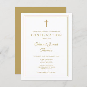 Modern Elegant Gold Border Confirmation Invitation Postcard