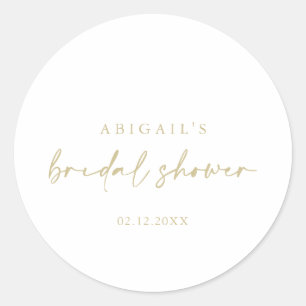Modern Elegant Gold Bridal Shower Favour  Classic Round Sticker