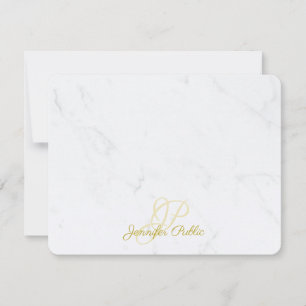 Modern Elegant Gold Caligraphy Script Marble Top Card