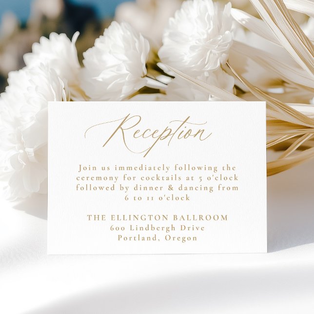 Modern Elegant Gold Calligraphy Wedding Reception Enclosure Card (Creator Uploaded)