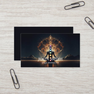 Modern Elegant Gold Chakra Spiritual Energy Yoga  Business Card