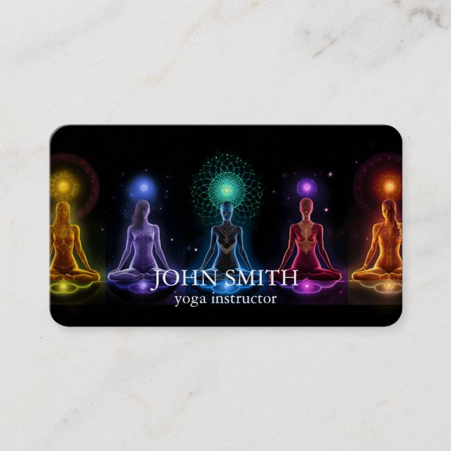 Modern Elegant Gold Chakra Spiritual Energy Yoga  Business Card (Front)