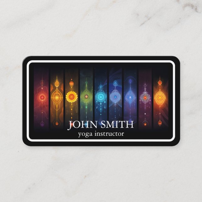 Modern Elegant Gold Chakra Spiritual Energy Yoga  Business Card (Front)