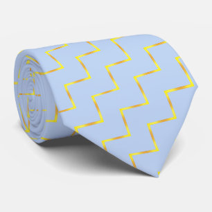 Modern Elegant Gold Chevron Pattern on Light Blue Tie