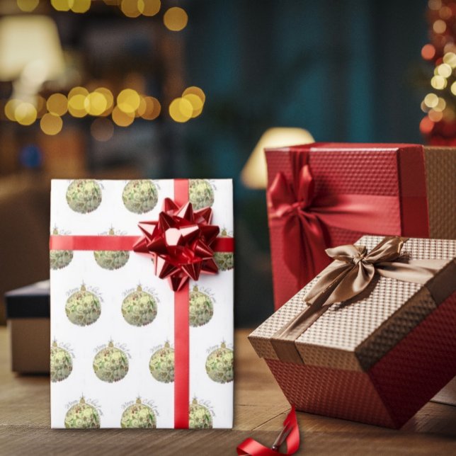 Modern Elegant Gold Christmas Doodle Ornament Wrapping Paper (Christmas shiny Gold Ornament Wrapping Paper; is a great way to show your holiday spirit.)