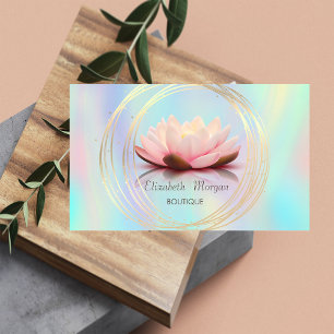 Modern Elegant Gold Circles Lotus Holographic Business Card