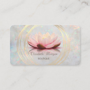 Modern Elegant Gold Circles Lotus Holographic Opal Business Card