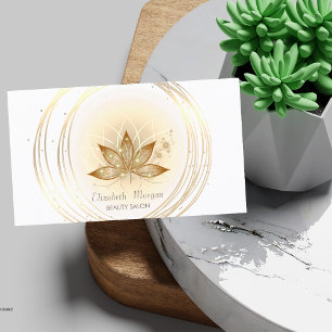 Modern Elegant Gold Circles Lotus Sparkle Business Card
