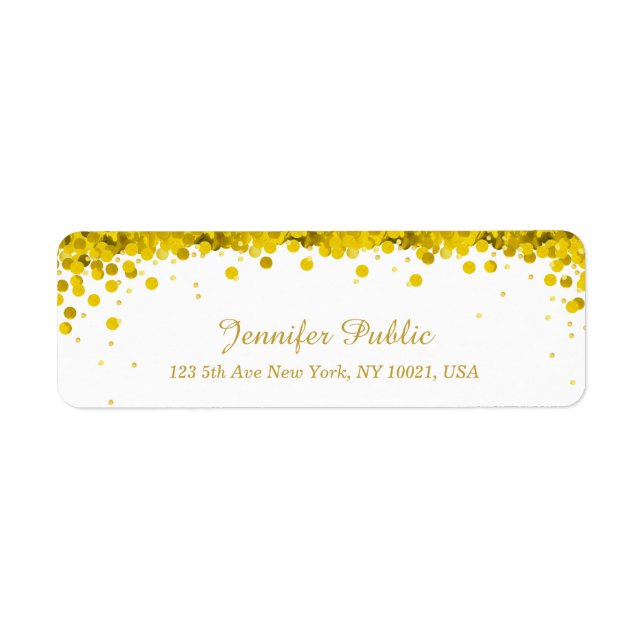 Modern Elegant Gold Confetti Script Luxe Template (Front)