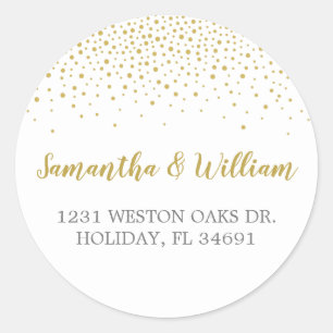 Modern Elegant Gold Confetti Wedding Address Label