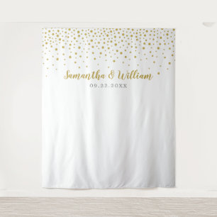 Modern Elegant Gold Confetti Wedding Backdrop Tapestry