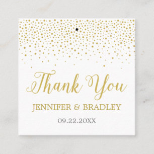 Modern Elegant Gold Confetti Wedding Favour Square Business Card