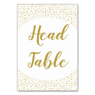 Modern Elegant Gold Confetti Wedding Head Table Number