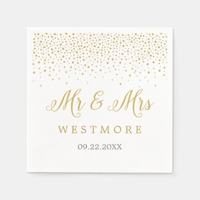 Modern Elegant Gold Confetti Wedding  Napkin (Front)