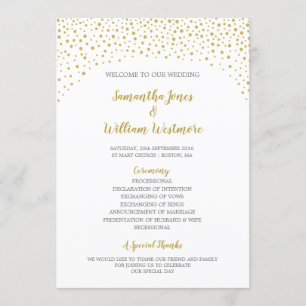 Modern Elegant Gold Confetti Wedding  Programme