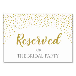 Modern Elegant Gold Confetti Wedding Reserved Table Number