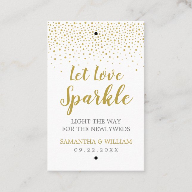 Modern Elegant Gold Confetti Wedding Sparkler Tag (Front)