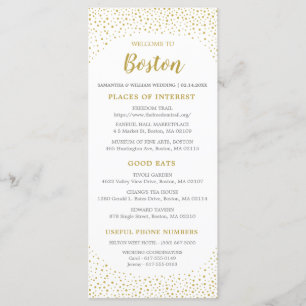 Modern Elegant Gold Confetti Wedding Welcome Note Programme