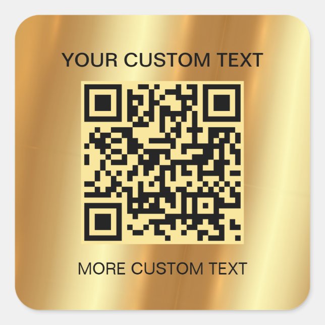Modern Elegant Gold Custom Template  Scan QR Code Square Sticker (Front)