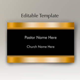 Modern Elegant Gold Custom Text Church Pastor Business Card