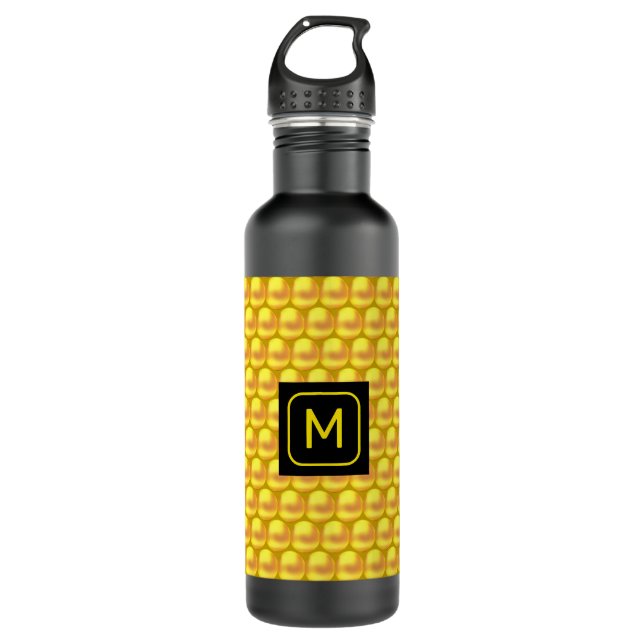 Modern Elegant Gold Dots & Monogram 710 Ml Water Bottle (Front)